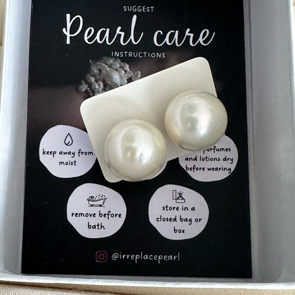fresh pearl earrings/ large size 15MM
